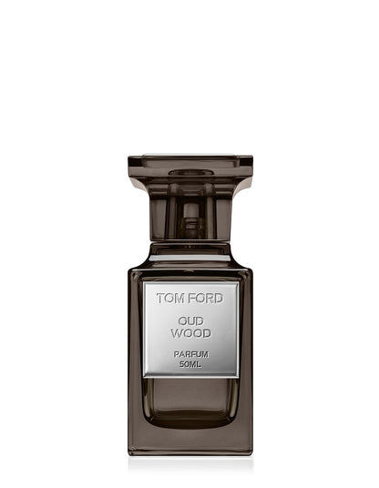 Tom Ford Oud Wood parfum bottle on a white background