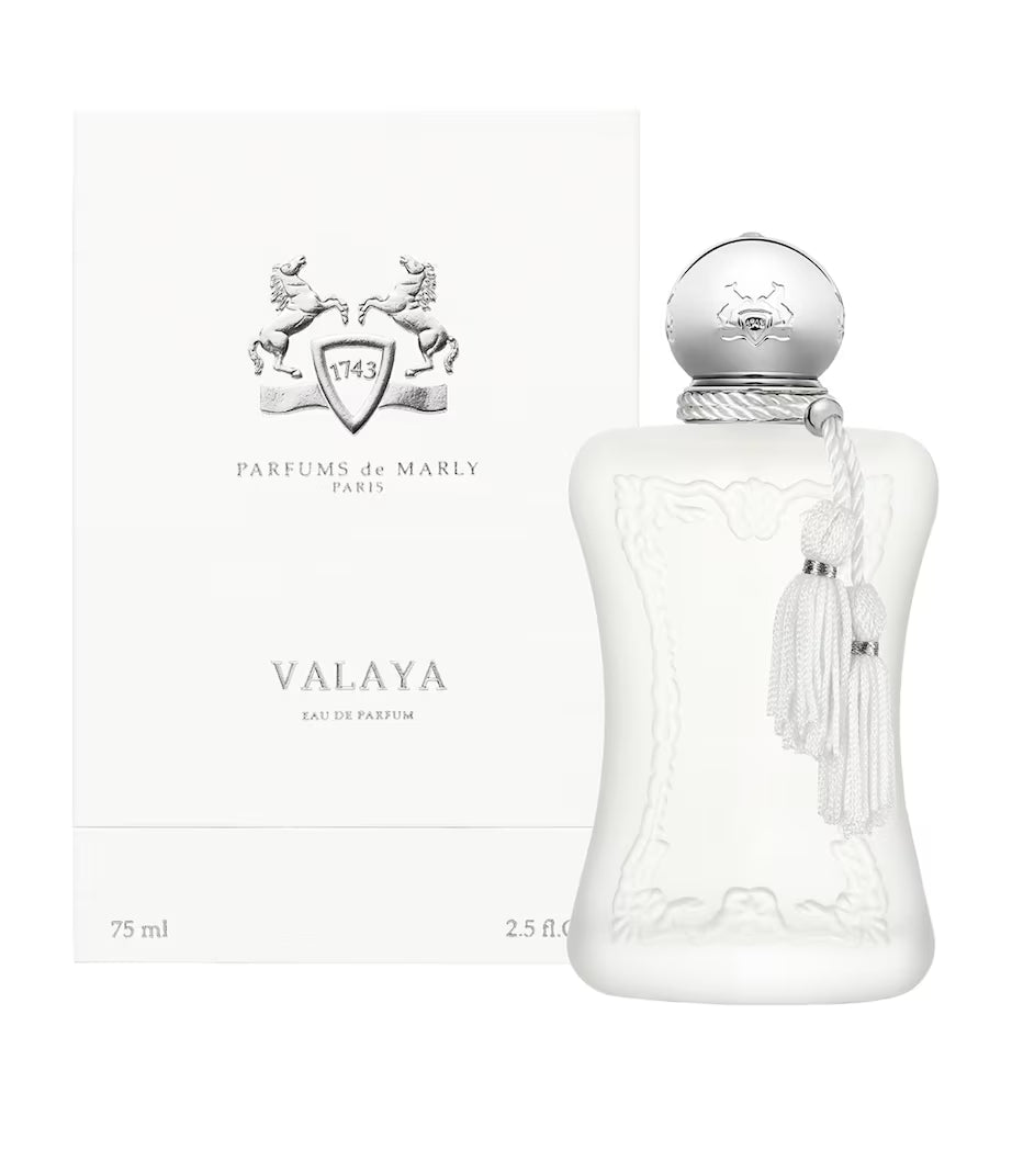 Valaya eau de parfum bottle by Parfums de Marly on a white background
