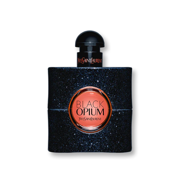 Yves Saint Laurent Black Opium perfume bottle on a white background
