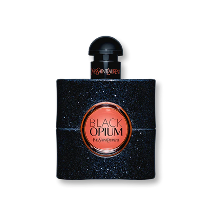 Yves Saint Laurent Black Opium perfume bottle on a white background
