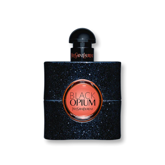 Yves Saint Laurent Black Opium perfume bottle on a white background
