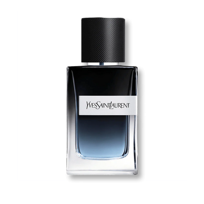 Yves Saint Laurent Y EDP perfume bottle with black cap on a white background
